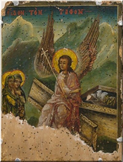 Îngerul se arată la Mormânt Femeilor Mironosițe sec. XIX