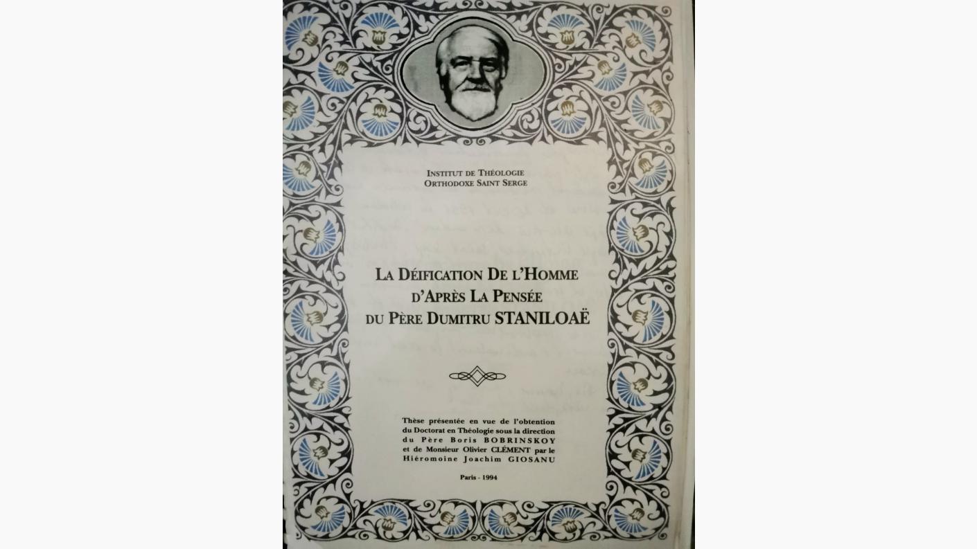 Din pagina de titlu a lucrării originale aflăm că această "teză prezentată în vederea obținerii Doctoratului în Teologie a fost alcătuită sub îndrumarea Părintelui Boris Bobrinskoy și a Domnului Olivier Clément de Ieromonahul Ioachim Giosanu"