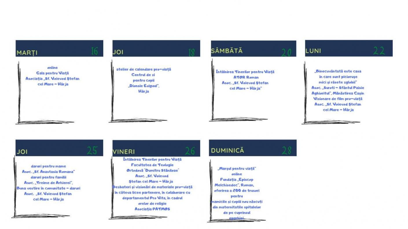 Calendar luna pentru viață - Arhiepiscopia Romanului și Bacăului