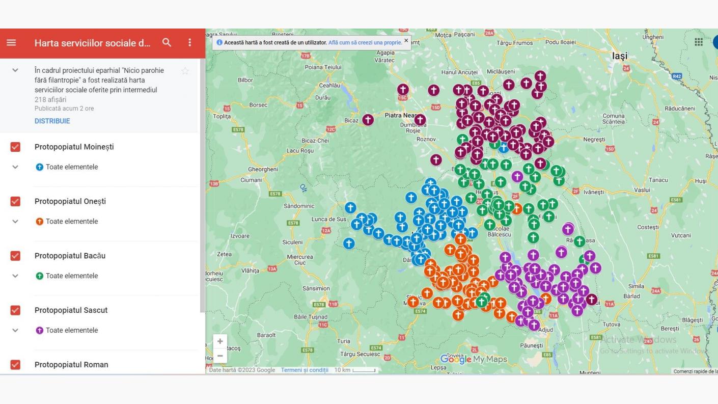 Harta activităților sociale din parohiile Eparhiei Romanului și Bacăului