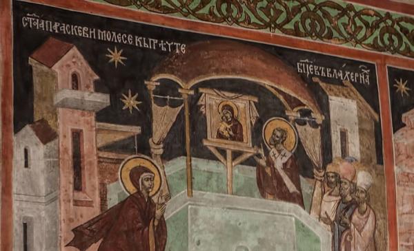 Sfânta Cuvioasă Parascheva în biserica închinată Maicii Domnului din Vlaherne