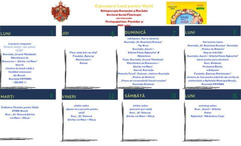 calendar luna pentru Viață - Arhiepiscopia Romanului și Bacăului